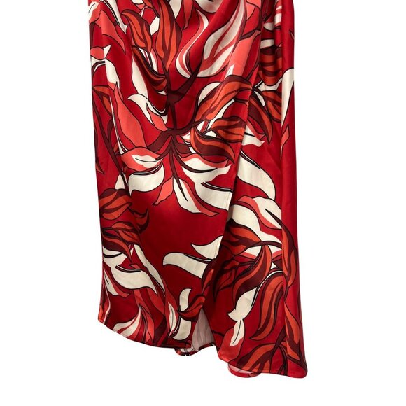 Sigrid Olsen Women Faux Wrap Skirt Size Large Red Ivory Midi Floral Stretch New - Picture 2 of 9